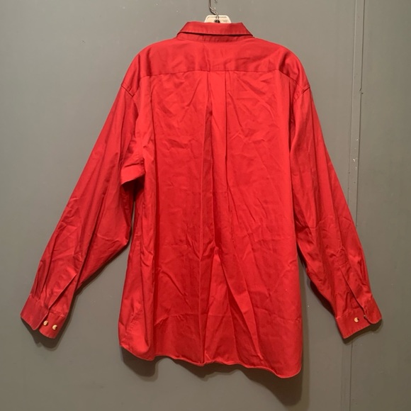LL Bean Button Down Shirt Wrinkle Free Mens Sleeve Maroon XL Reg - Picture 2 of 9